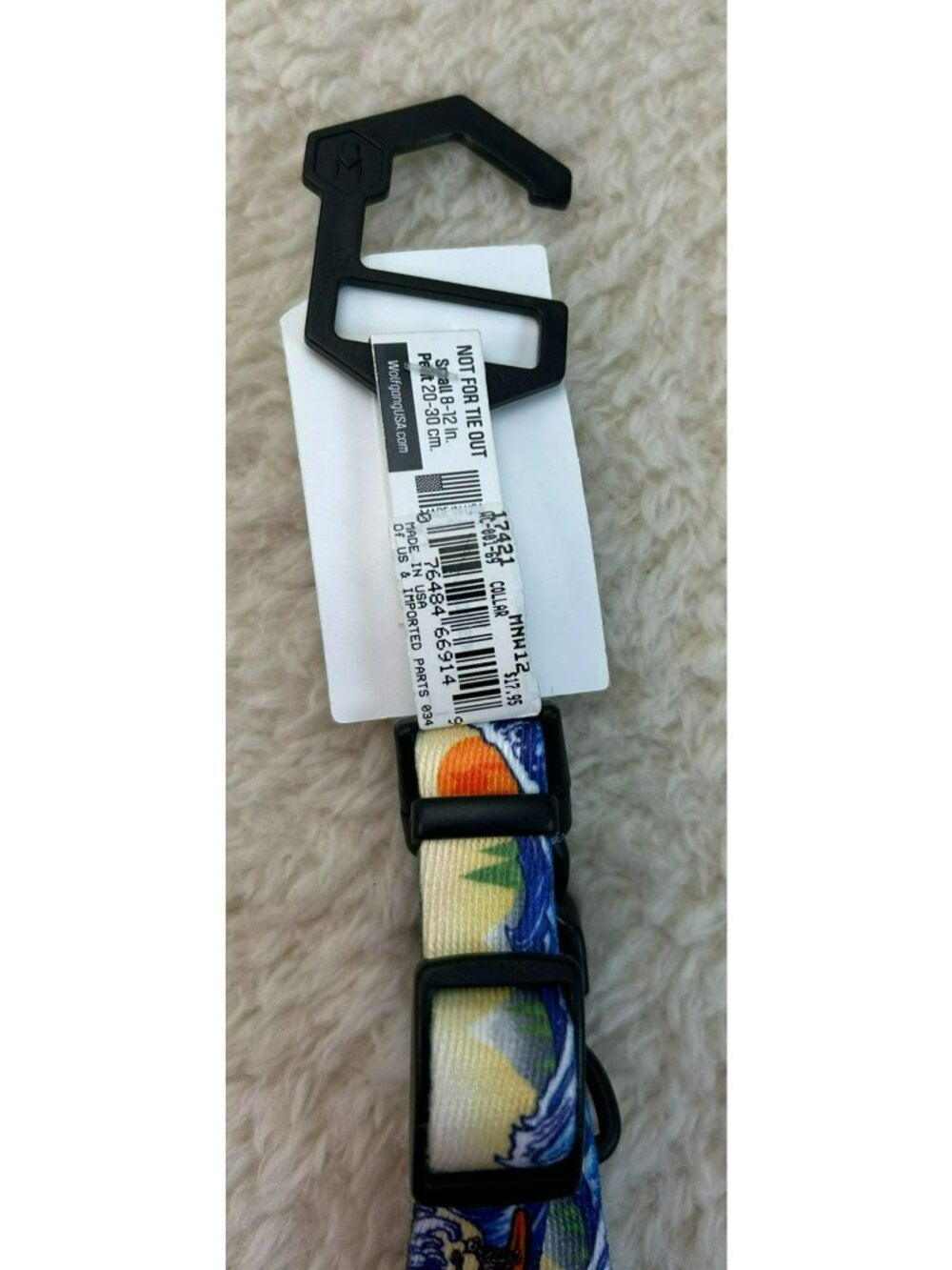 Wolfgang Small Adjustable Dog Collar Multicolor Nylon Surf Wave Pattern New With - Picture 4 of 5